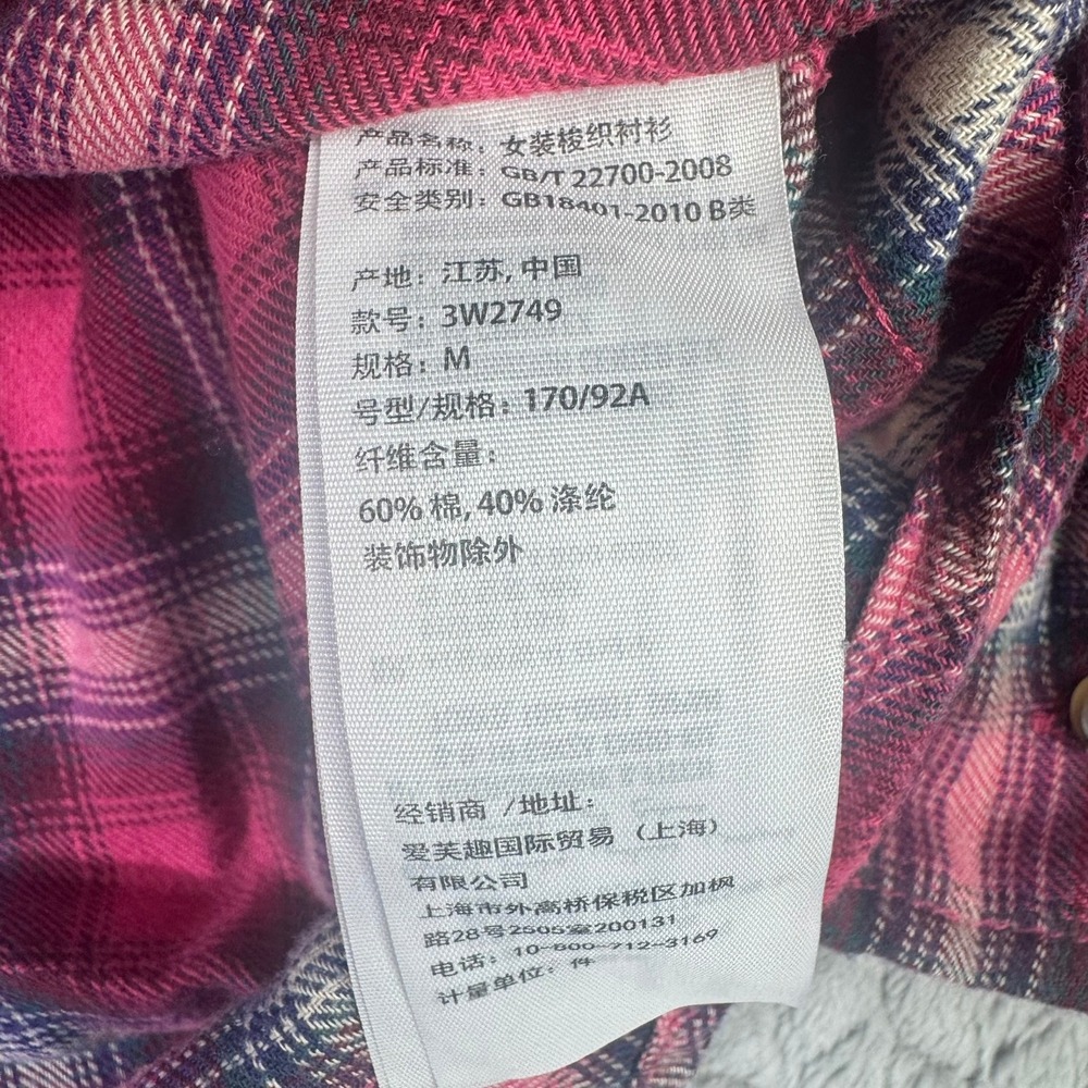 Hollister Womens Pink Plaid Flannel Button Down Shirt Long Sleeve Medium 3W2749 - Picture 4 of 10